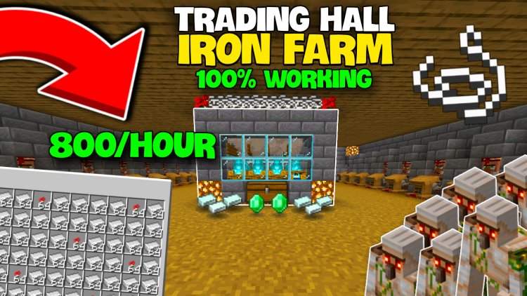 Easy IRON FARM + TRADING HALL [1.21]