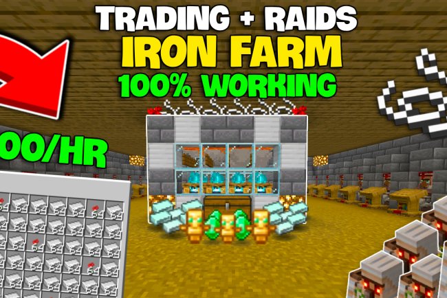 Easy IRON FARM + TRADING HALL [1.21]