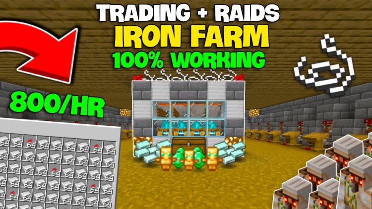 Easy IRON FARM + TRADING HALL [1.21]